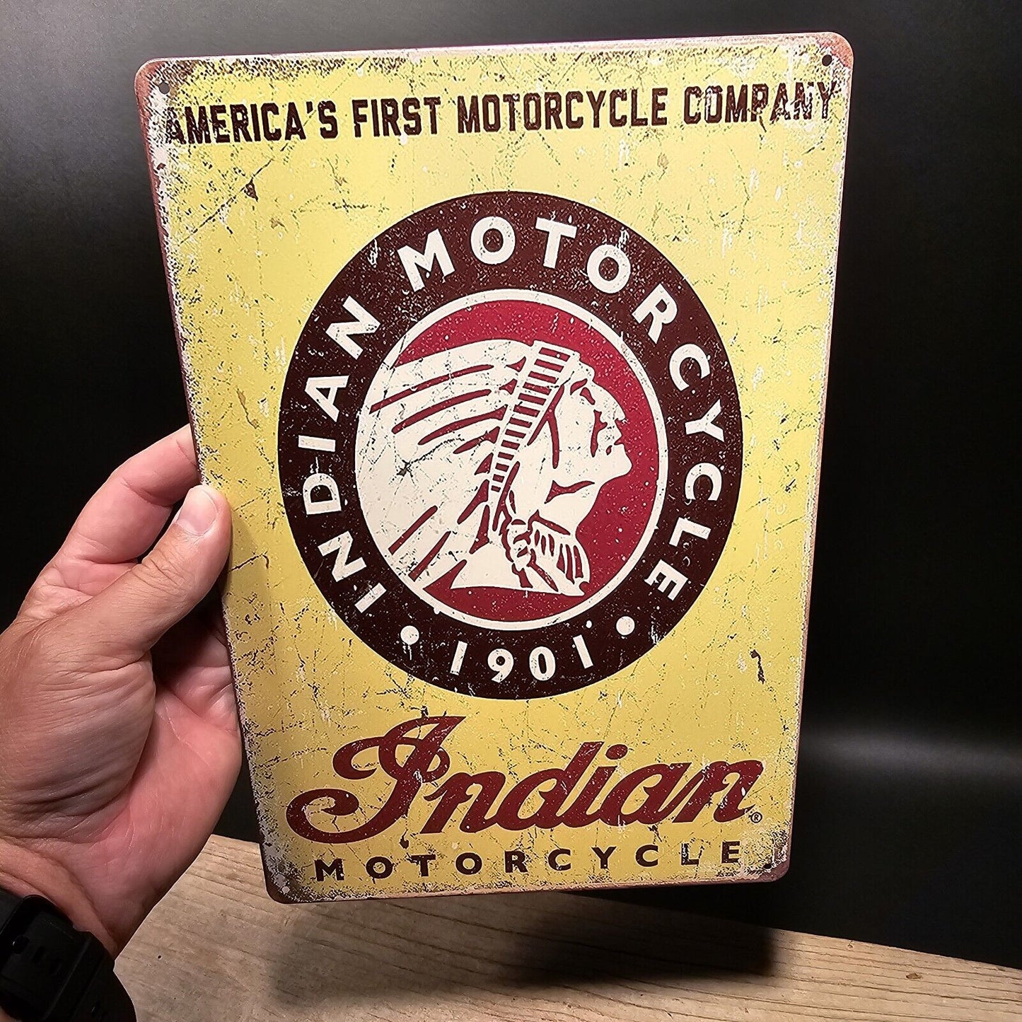 11 3/4" Metal Vintage Style Indian Motorcycle Sign