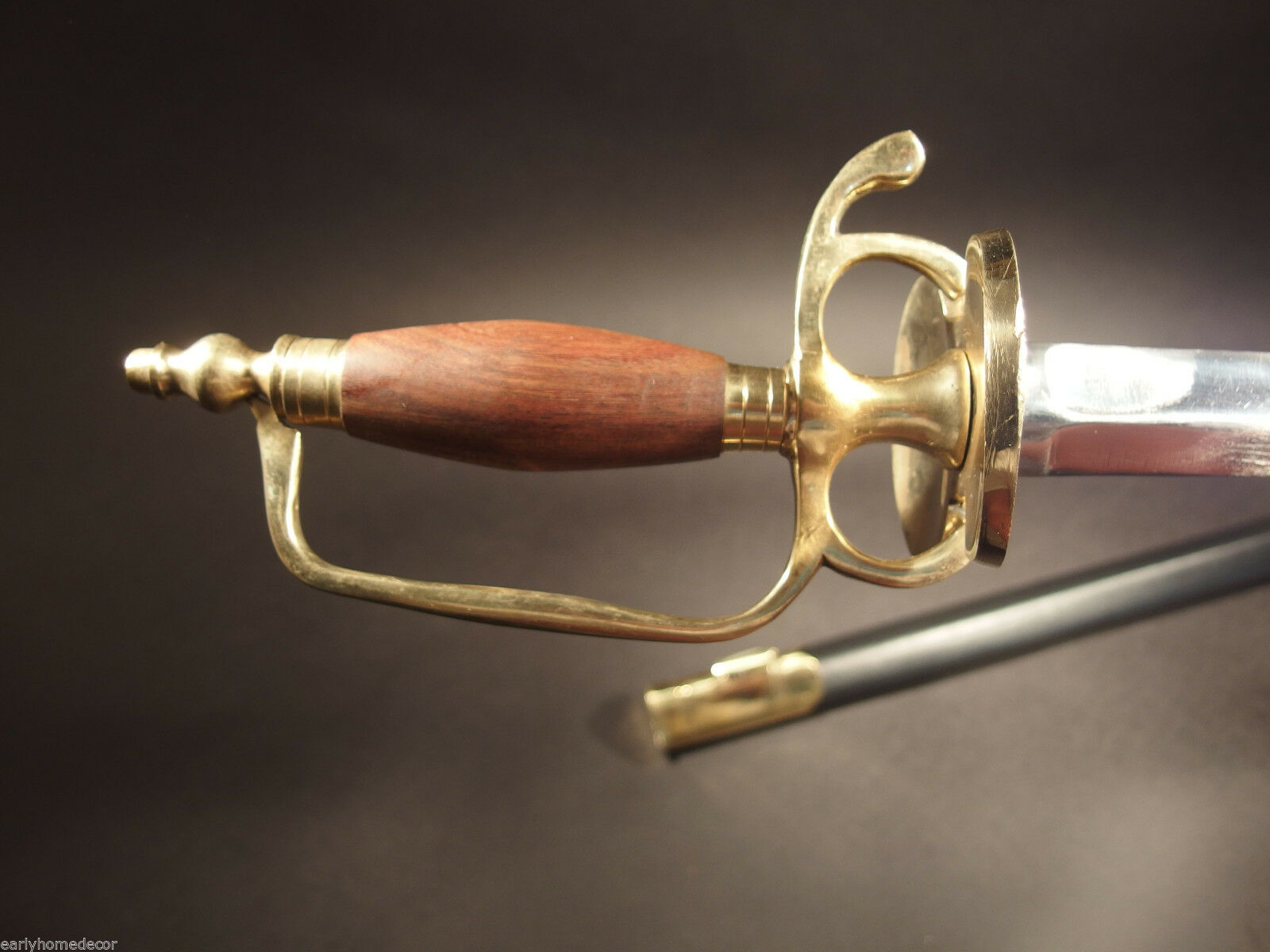 Antique Style French Hanger Cutlass Sword Brass Wood French Indian War Rev War - Early Home Decor