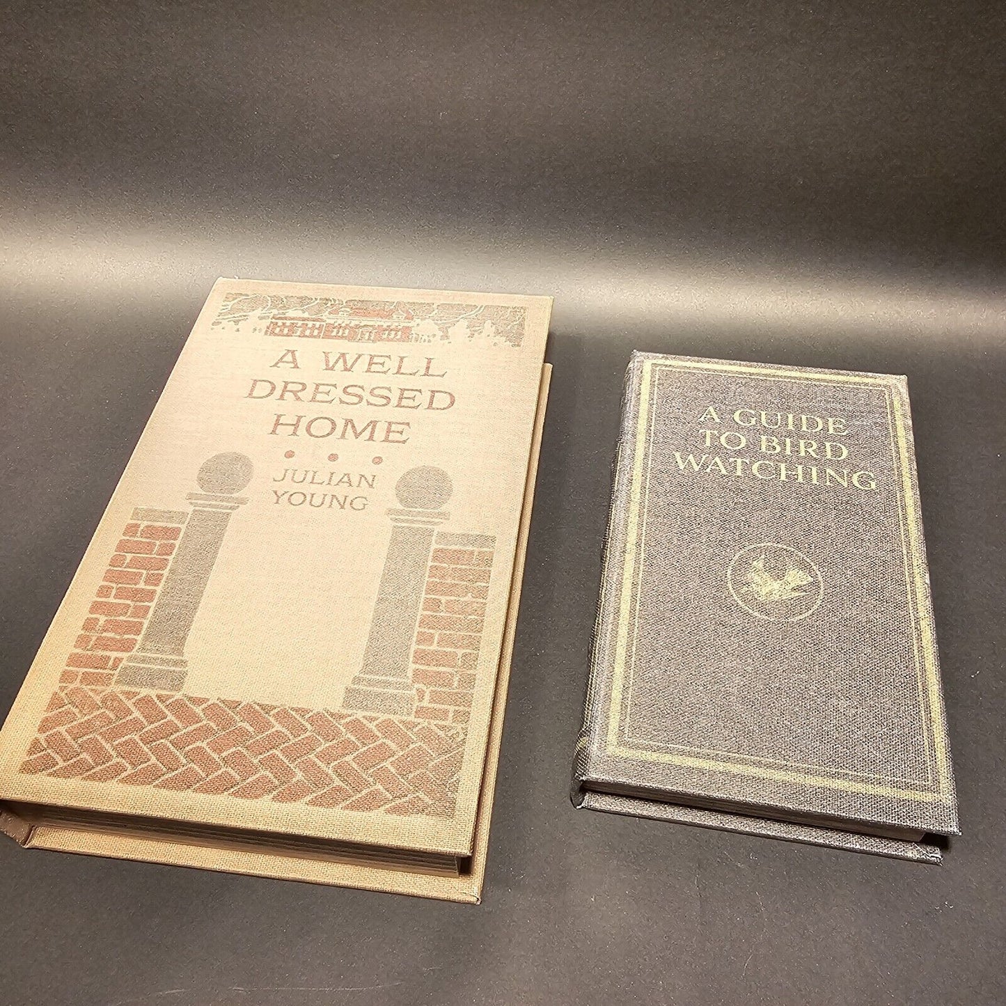 2 Vintage Style Faux Book Secret Storage Boxes