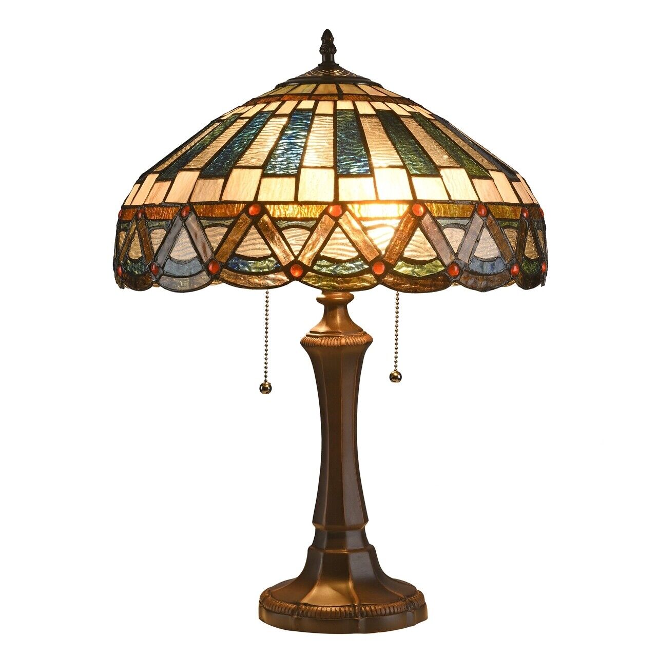 21.9" Antique Style Stained Glass Table Lamp 16.1" Shade