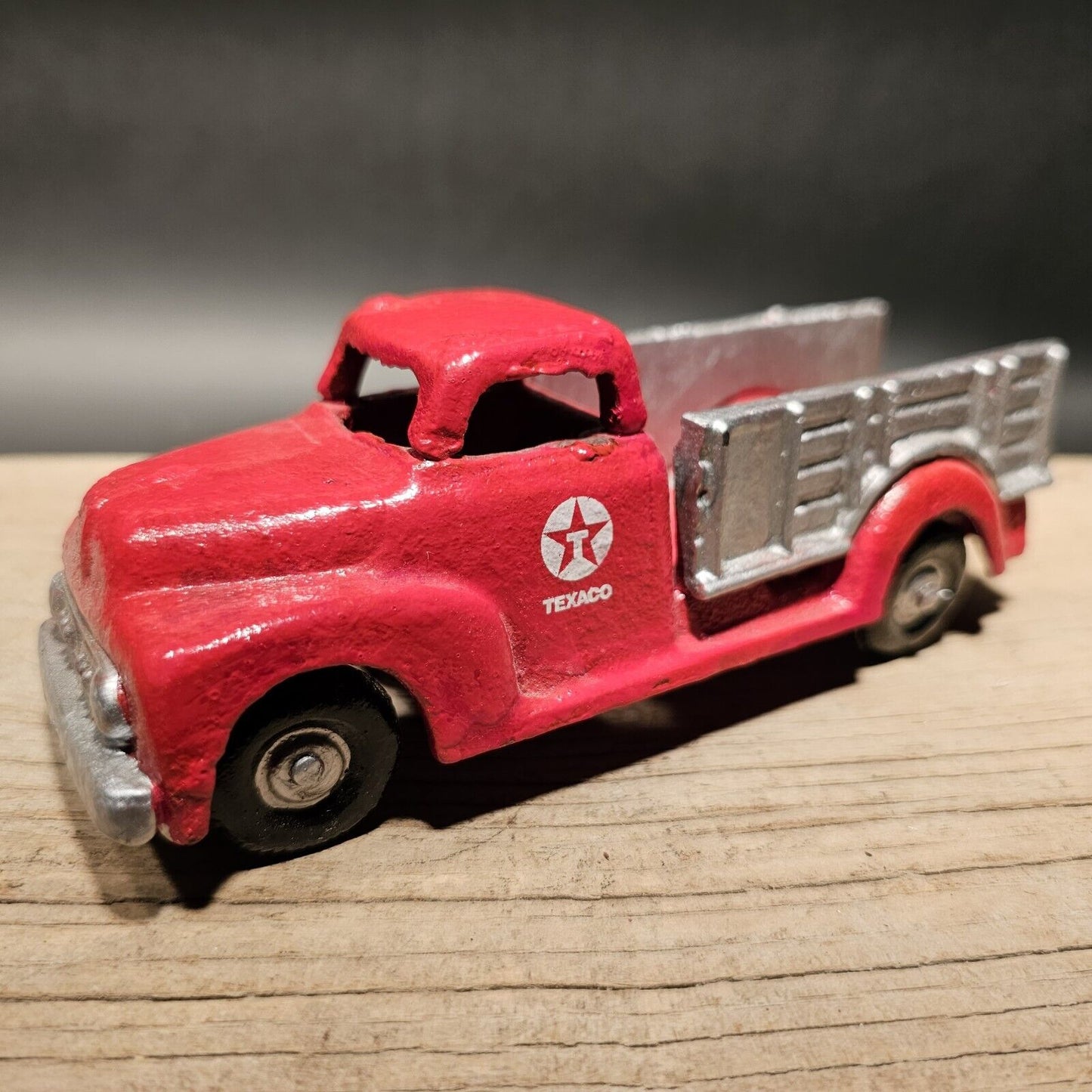 Antique Vintage Style Cast Iron Red Texaco Truck Flat bed Car