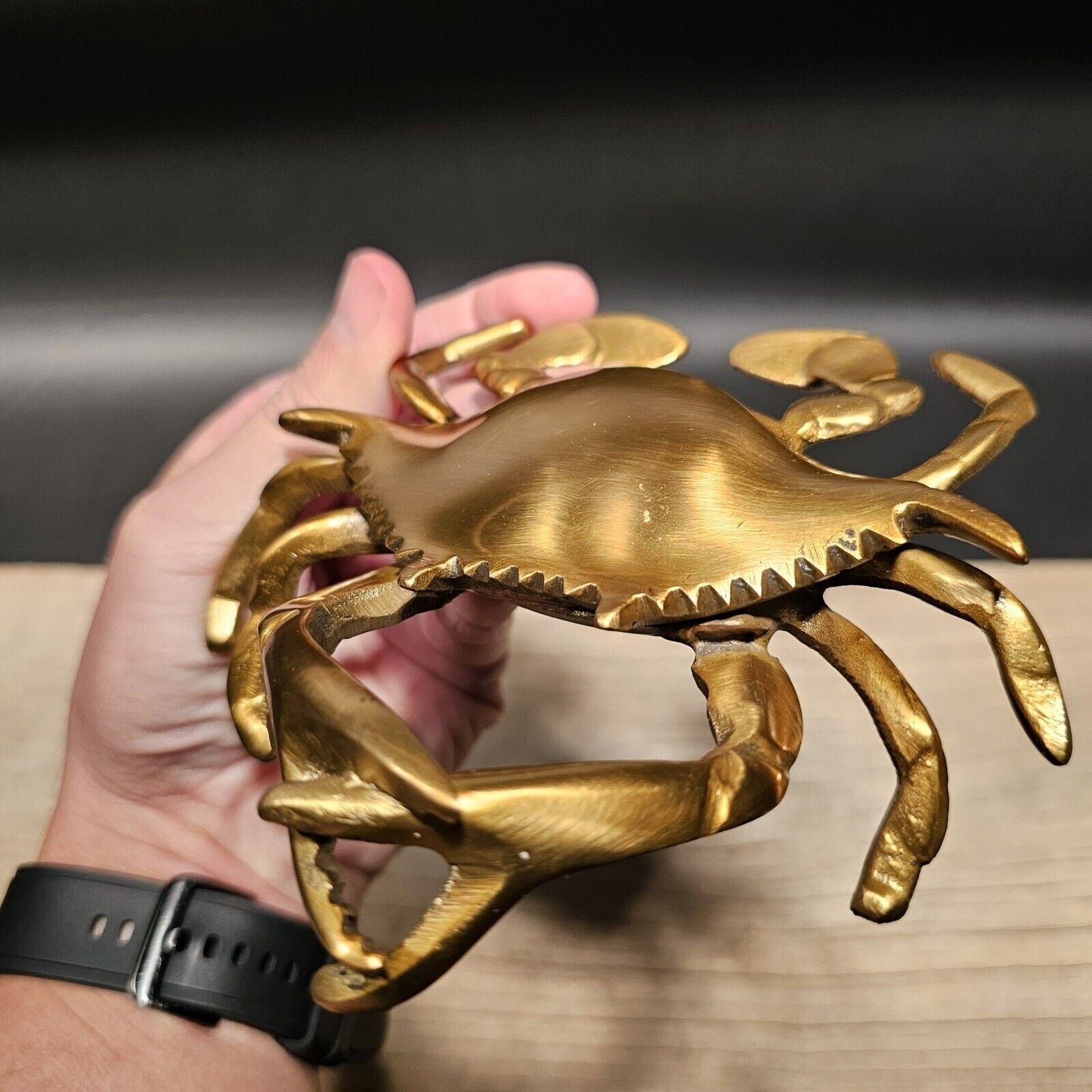 Vintage Style Brass Blue Crab Paperweight Decor