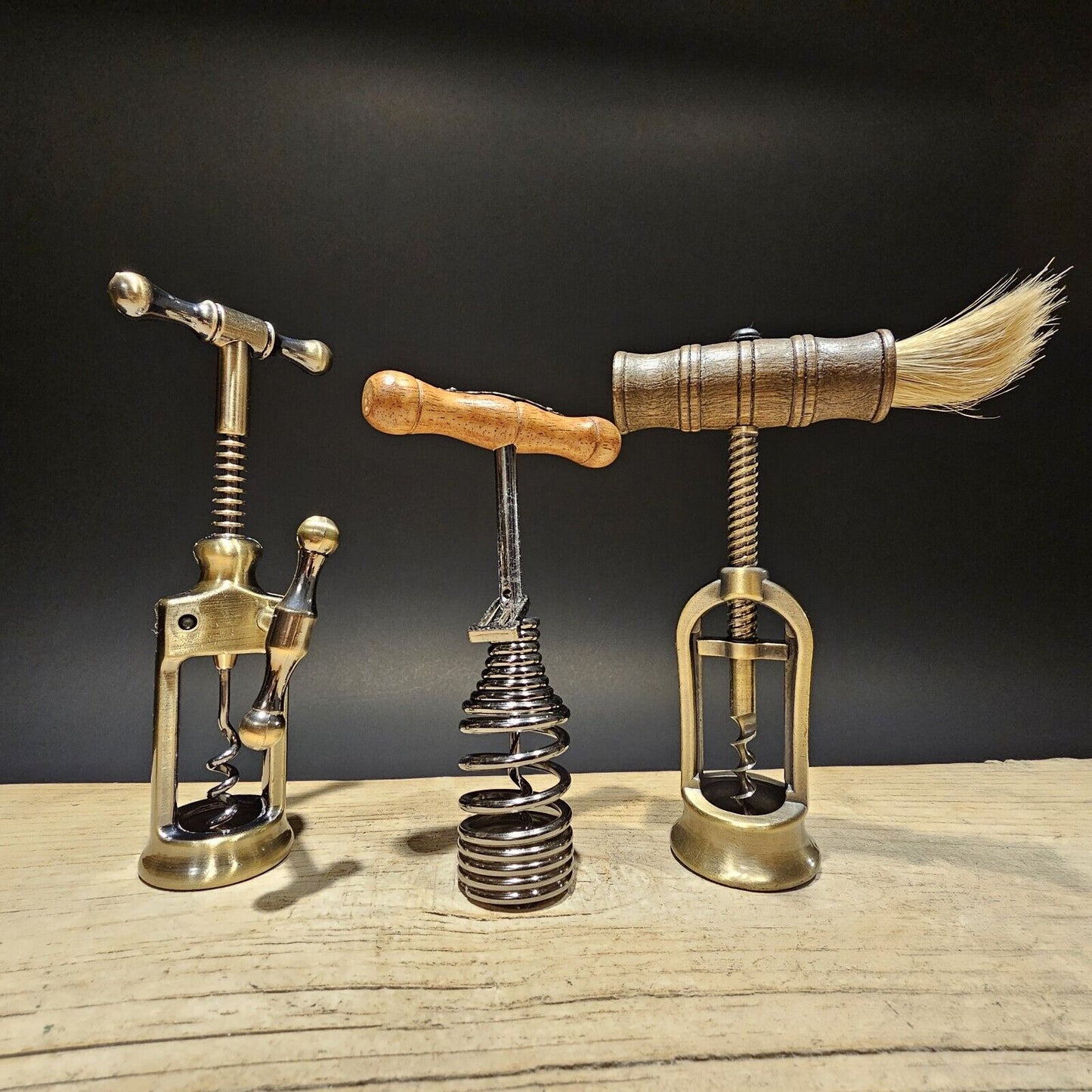 Set of 3 Antique Style Corkscrew Wine Bottle Opener