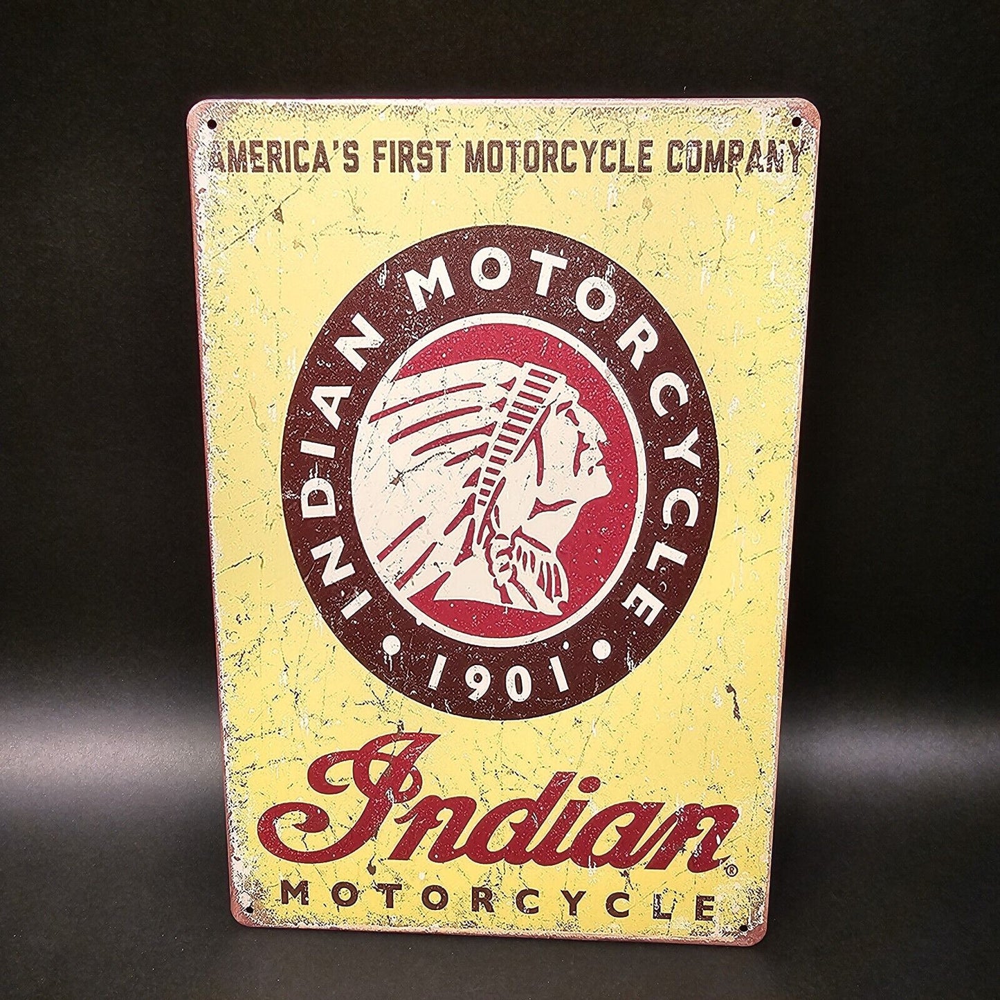 11 3/4" Metal Vintage Style Indian Motorcycle Sign