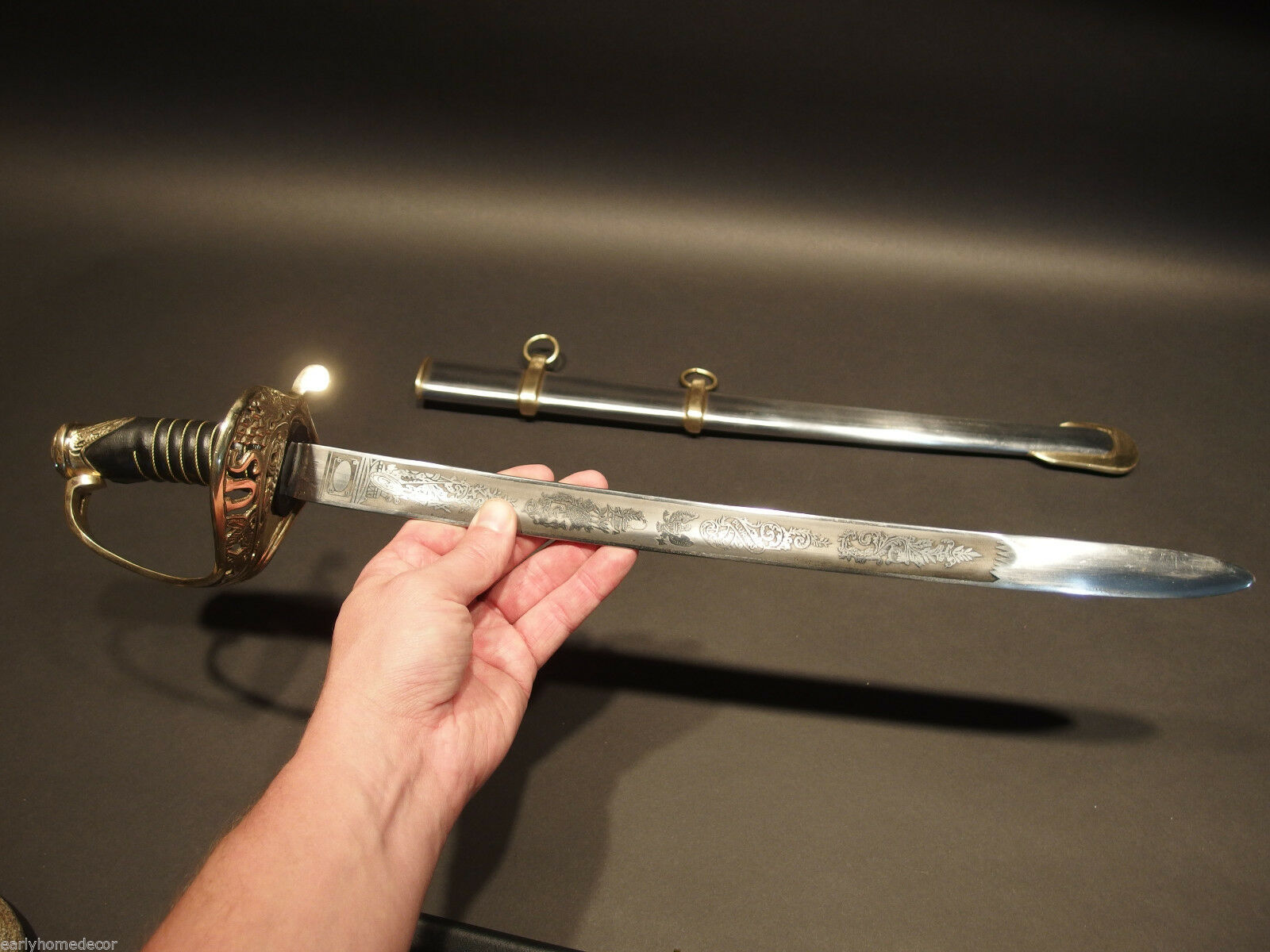 28" SMALL Antique Style 1860 Union Staff Officer Carbon Steel Sword US - Early Home Decor