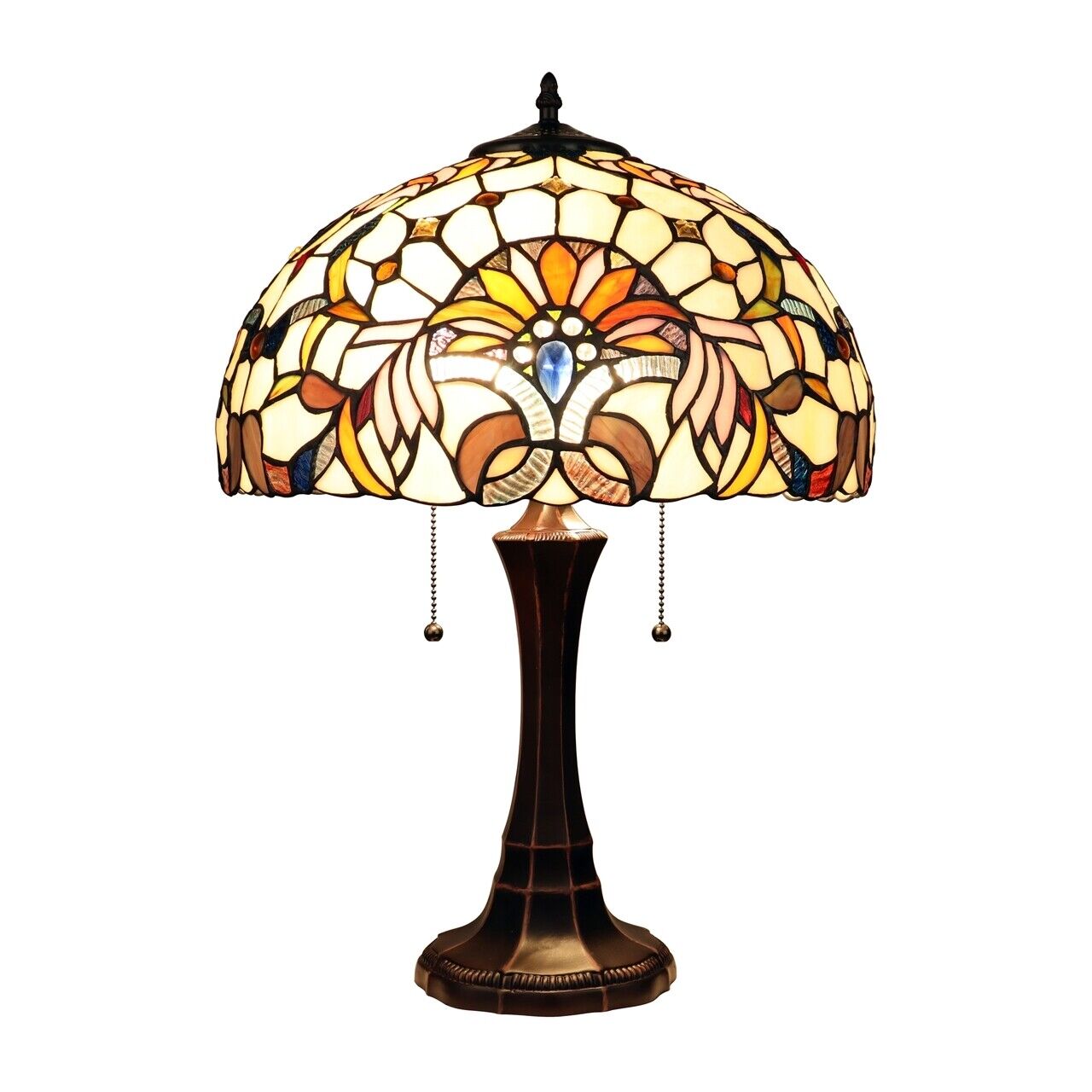 22.8" Antique Vintage Style Stained Glass Table Lamp
