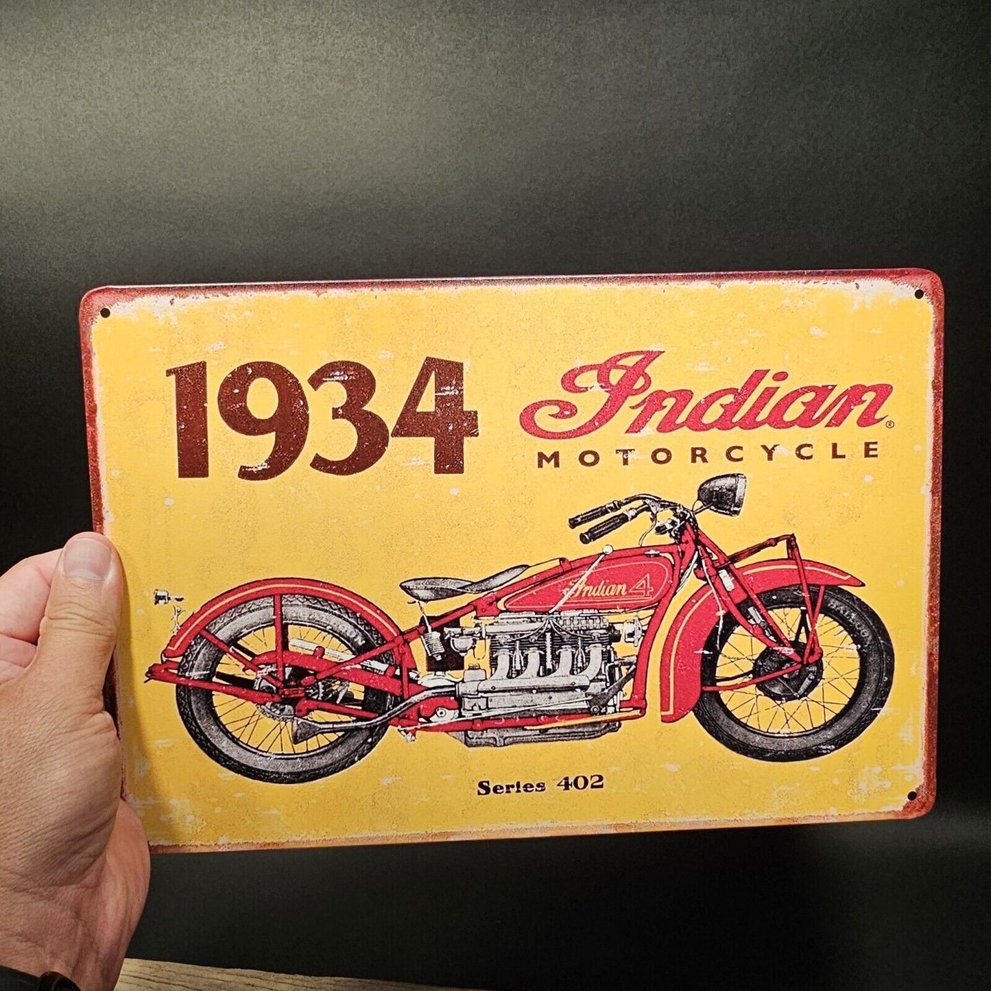 11 3/4" Metal Vintage Style Indian Motorcycle Sign