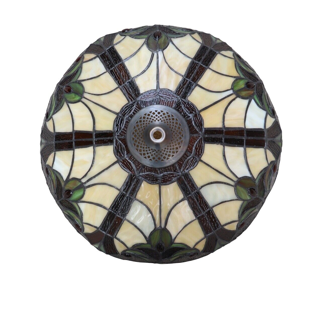 15.75" Antique Style Stained Glass Semi Flush Ceiling Uplight