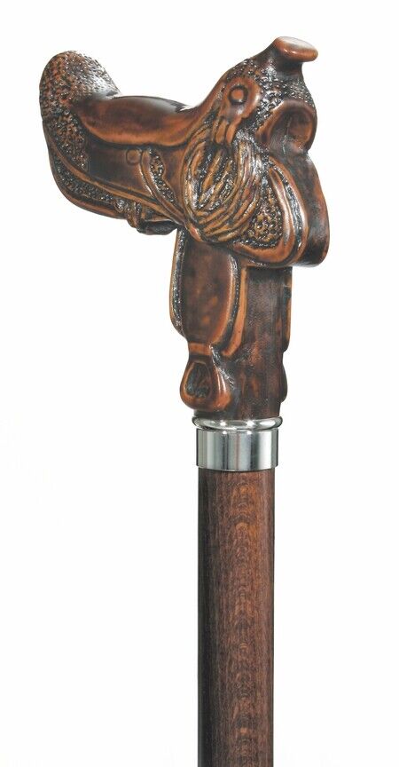 36" Antique Style Cowboy Saddle Derby Walking Stick Cane