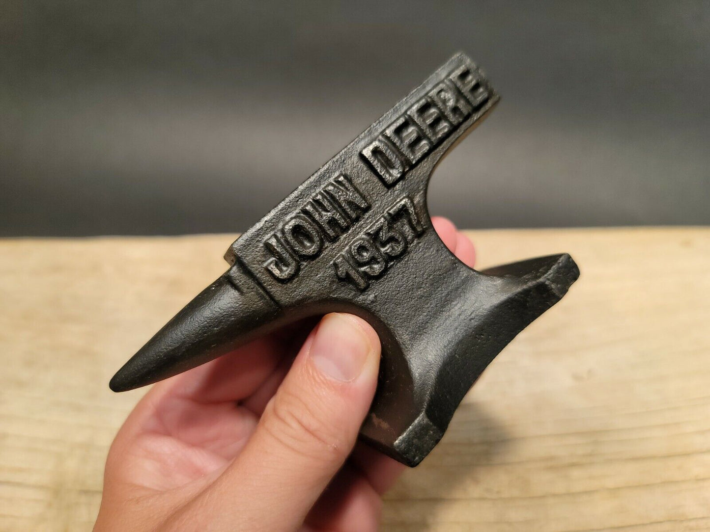 Vintage Antique Style Cast Iron "John Deere"  Miniature Anvil