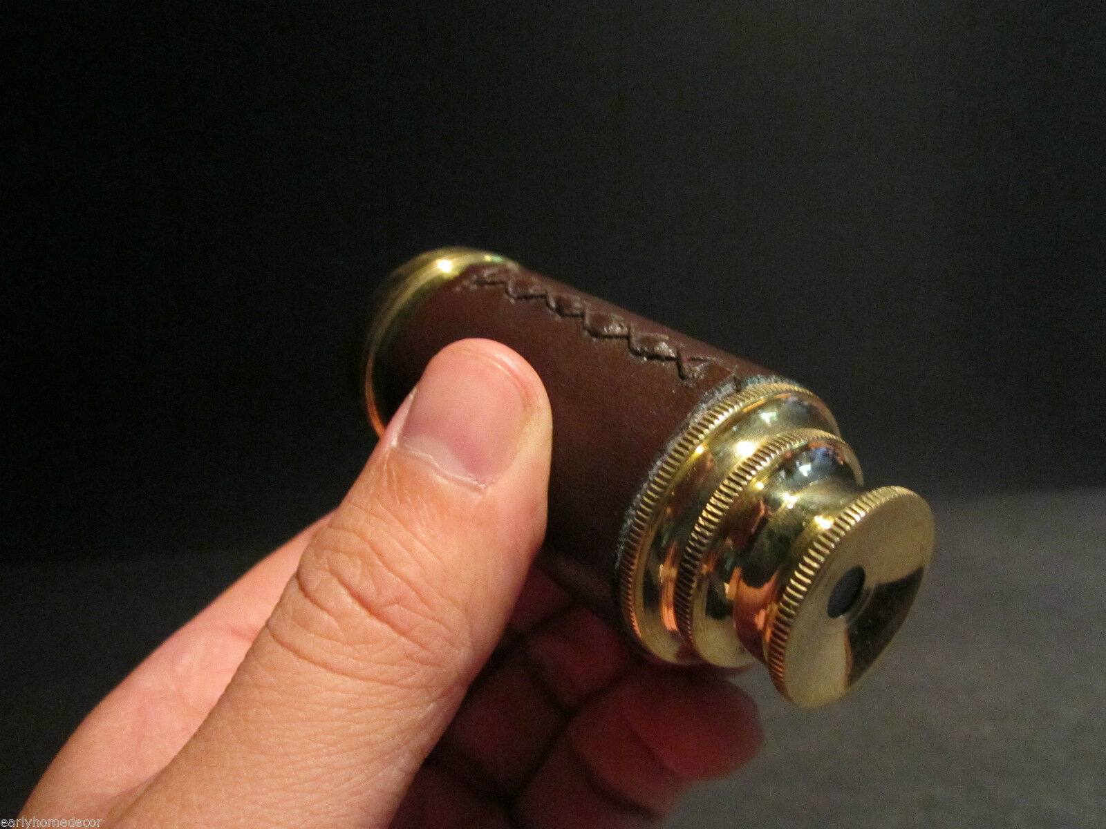 Vintage Antique Style Solid Brass & Leather Traveling Pocket Telescope - Early Home Decor