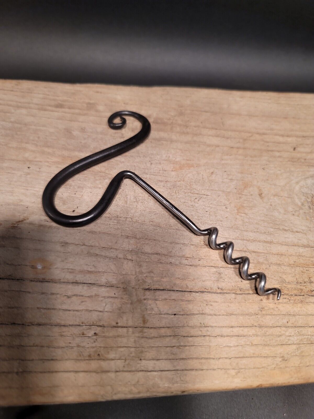 Primitive Antique Vintage Style Forged Iron Pig tail Blacksmith Corkscrew