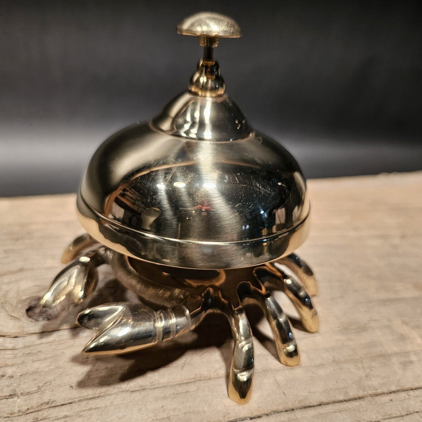 4 1/2" Antique Vintage Style Brass Coastal Crab Table Desk Bell