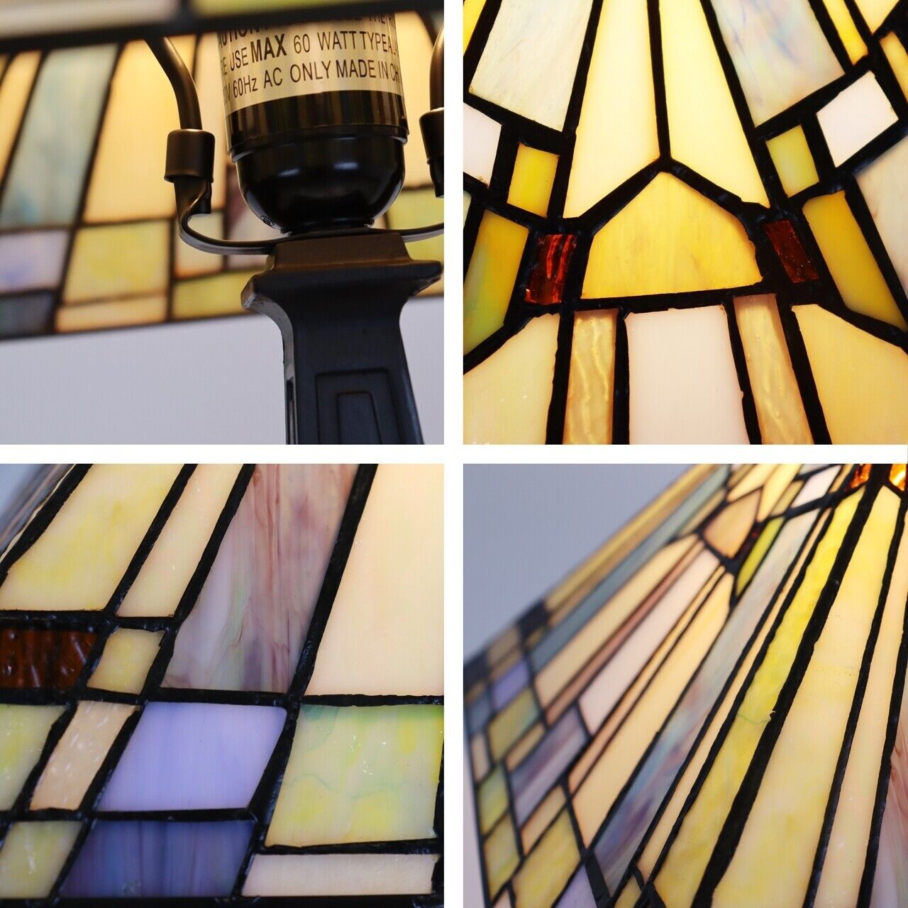 18" 1 light Antique Vintage Style Stained Glass Mission Table Lamp