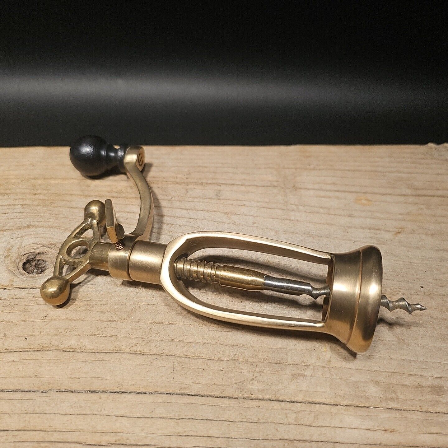 Antique Vintage Style Brass Mill Crank Corkscrew Wine Bottle Opener Gift
