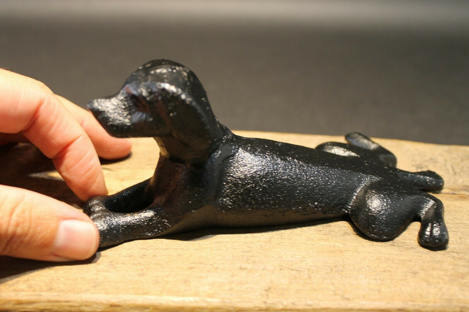Antique Vintage Style Cast Iron Door Stop Dog Wedge Black - Early Home Decor