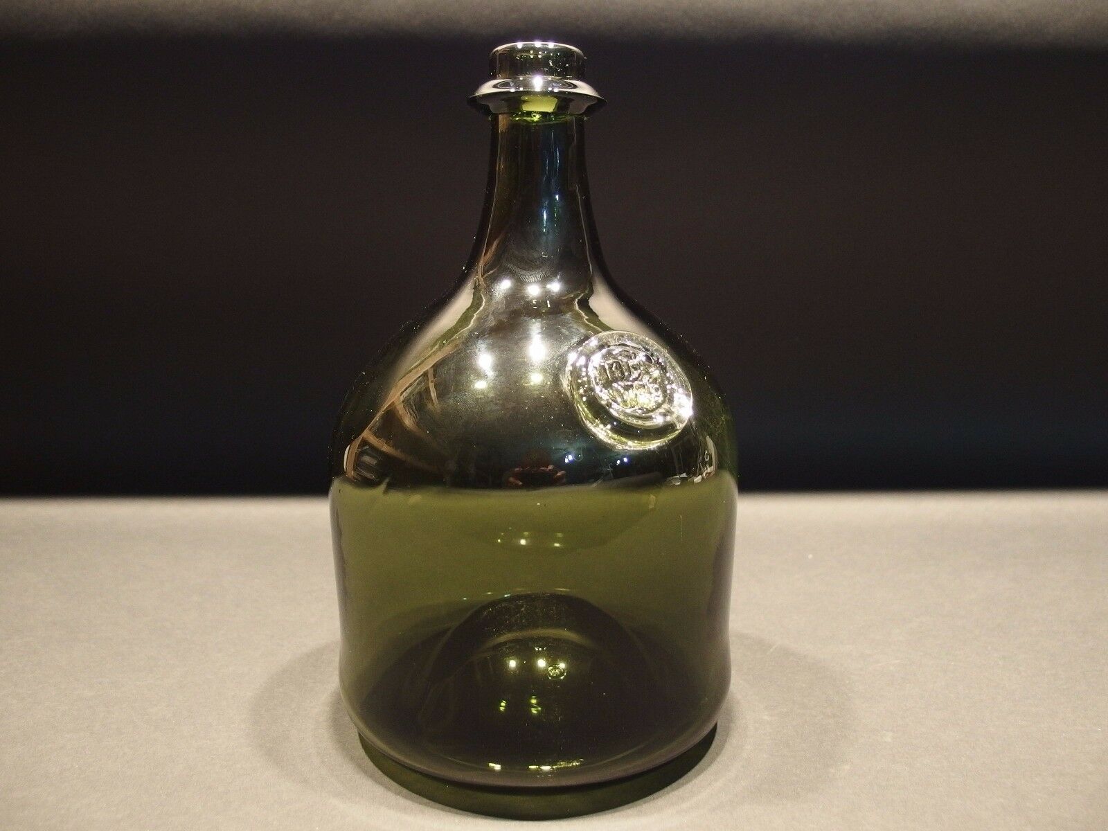 10" Antique Vintage Style Black Glass Blown Mallet Onion Wine Bottle Green - Early Home Decor