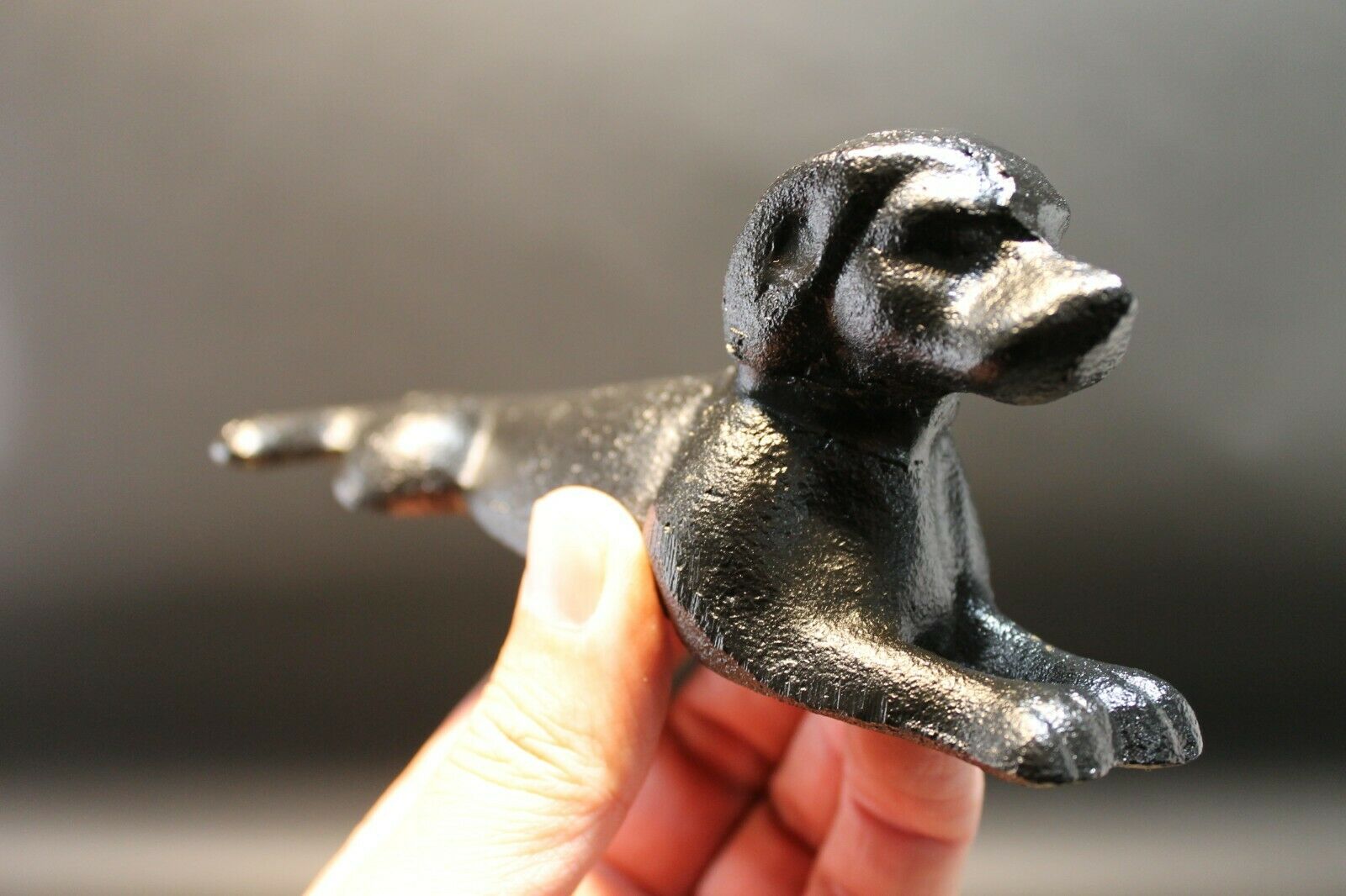 Antique Vintage Style Cast Iron Door Stop Dog Wedge Black - Early Home Decor