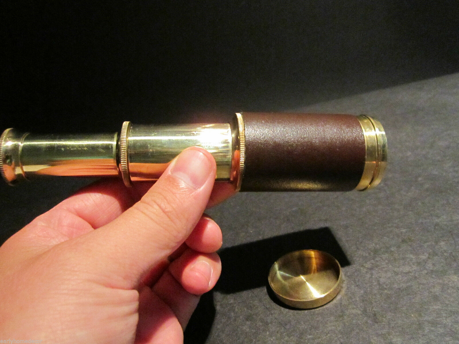 Vintage Antique Style Solid Brass & Leather Traveling Pocket Telescope - Early Home Decor