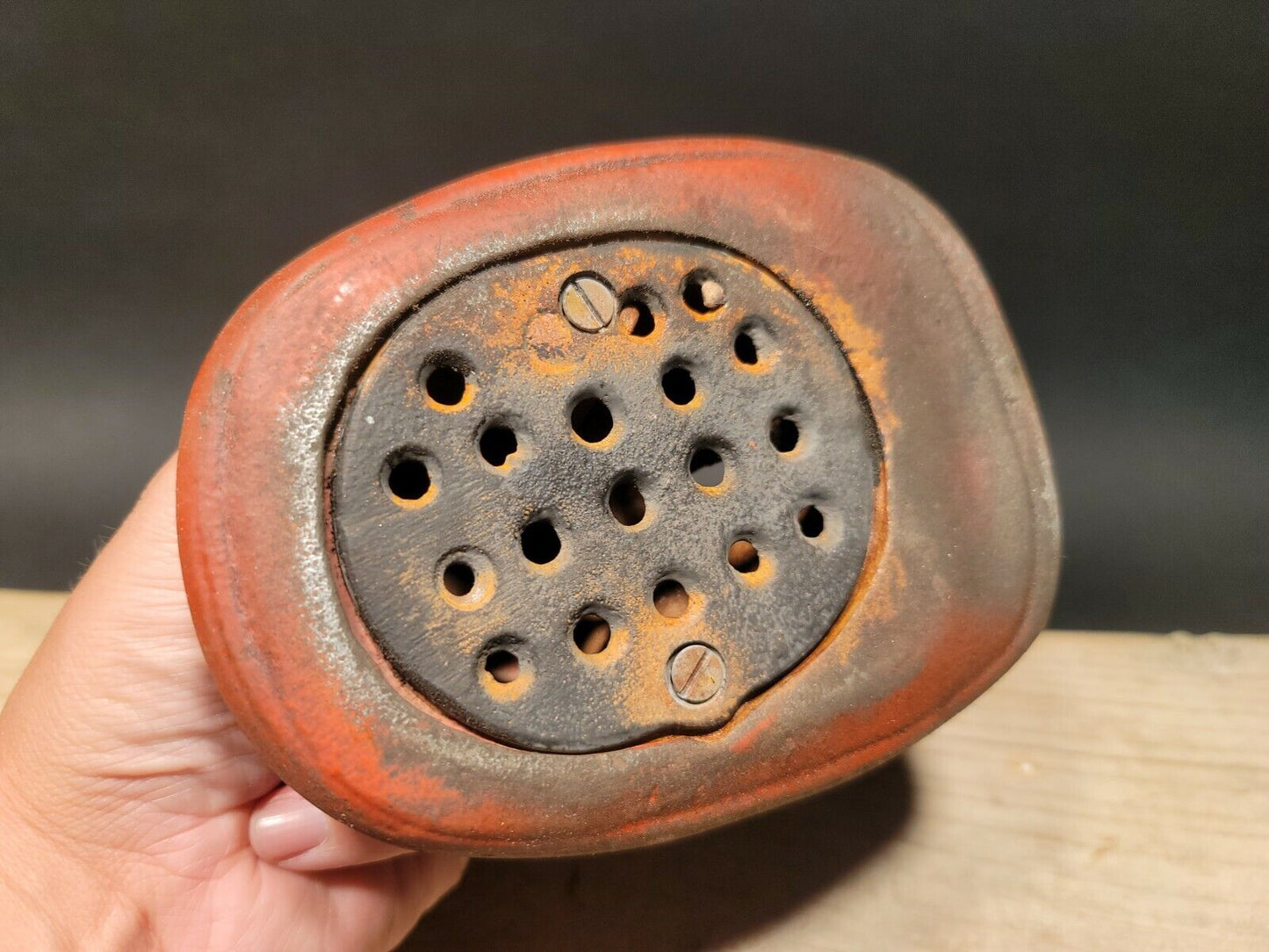 Antique Vintage Style Miniature Cast Iron Fireman Helmet Coin Bank