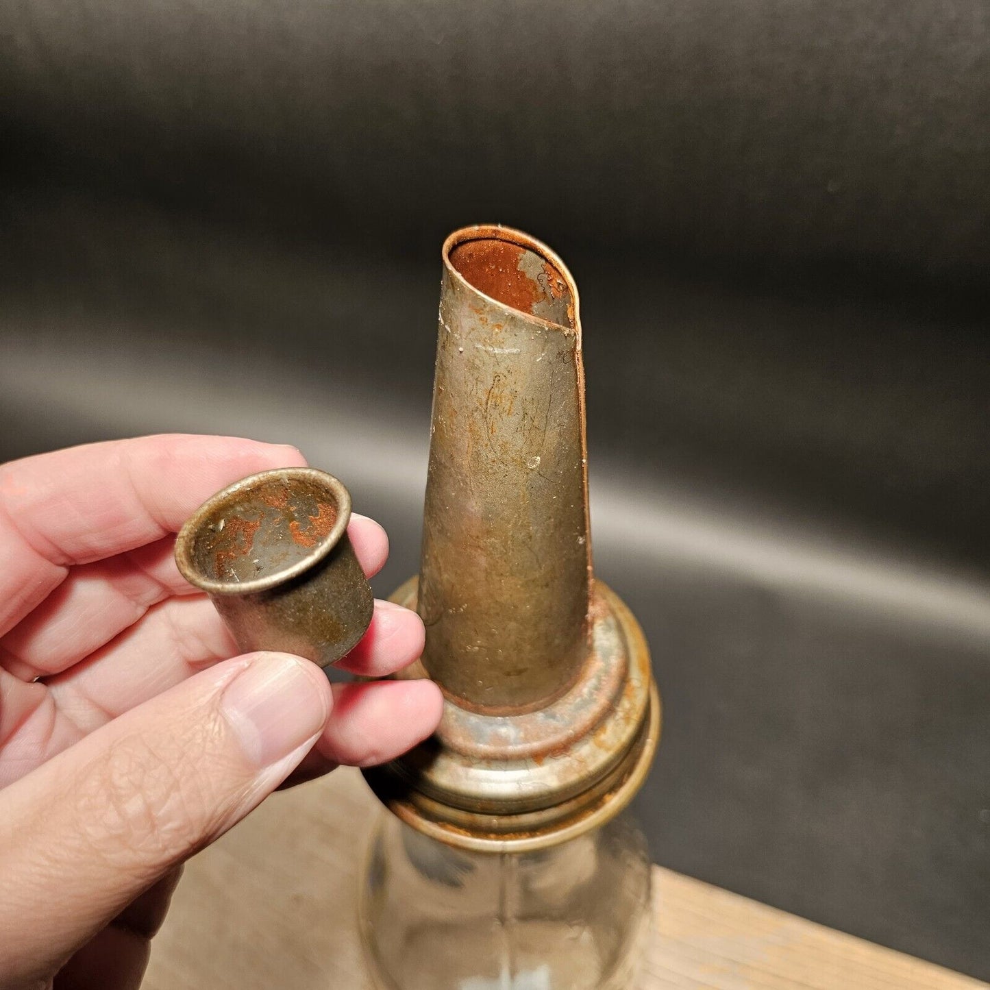 Vintage Style Gulf Glass Oil Bottle w Spout
