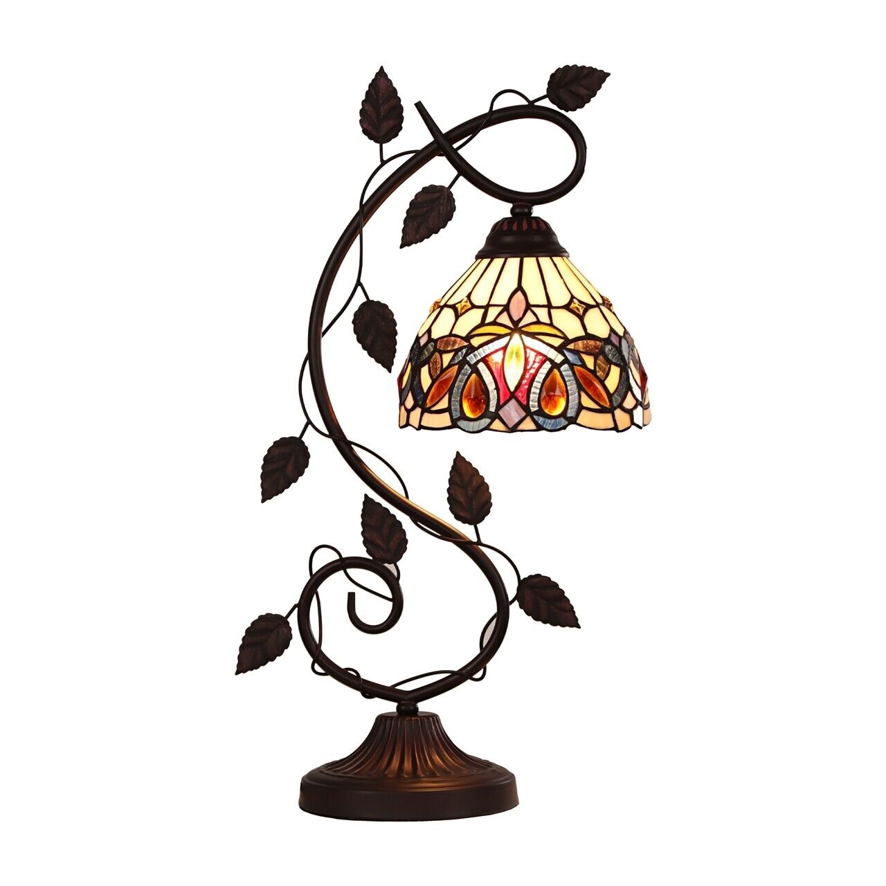 22.64" Vintage Style Stained Glass Table Lamp
