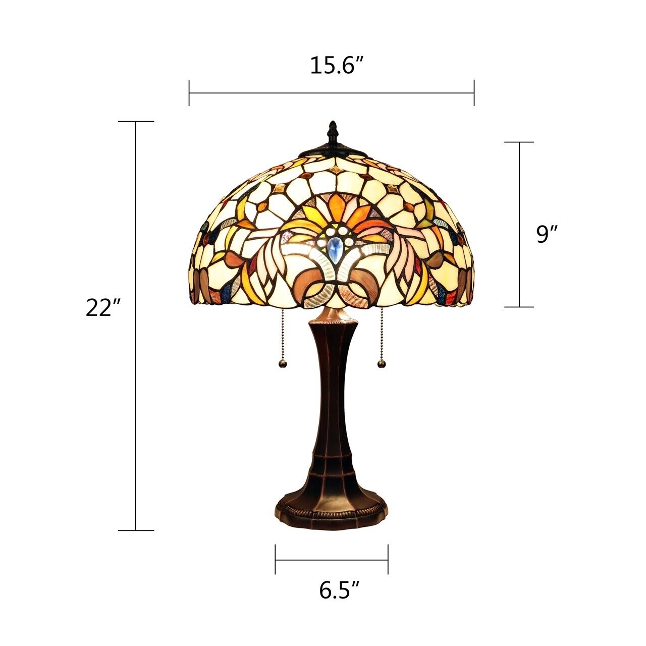 22.8" Antique Vintage Style Stained Glass Table Lamp