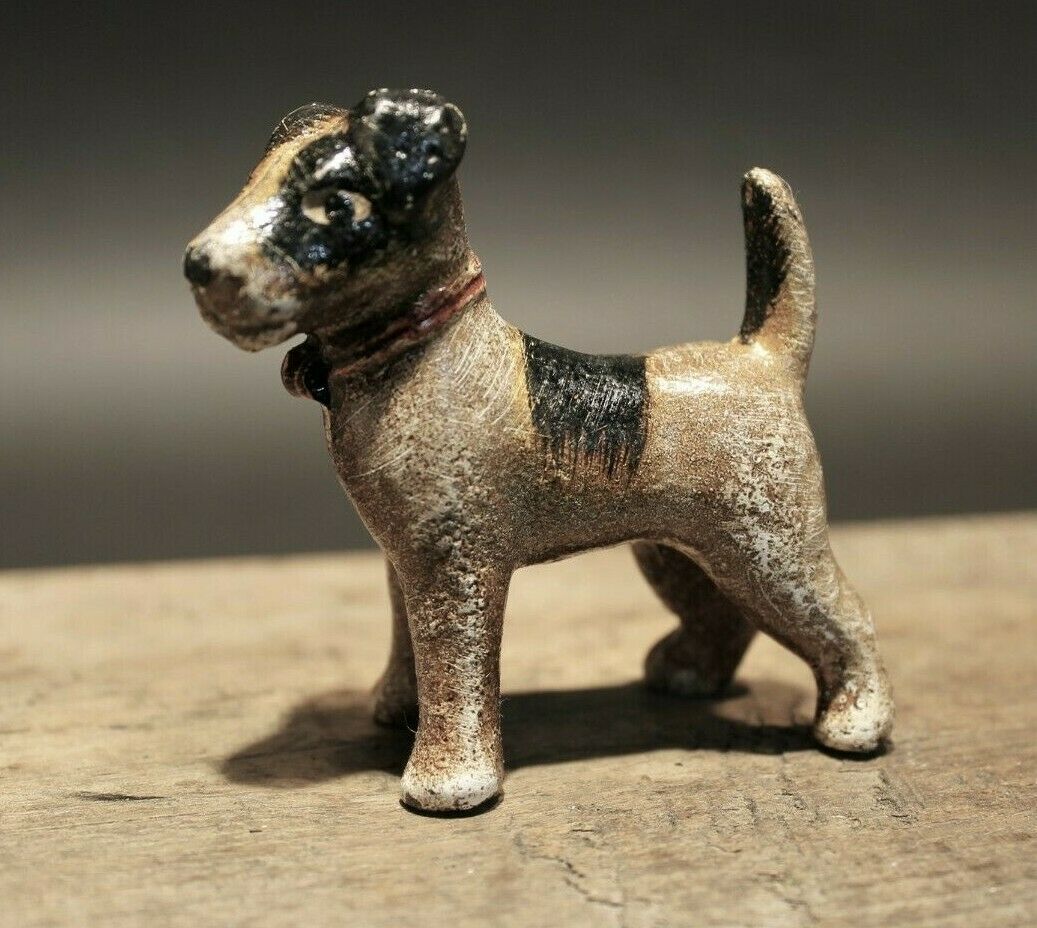 Primitive Antique Style Miniature Cast Iron Terrier Dog - Early Home Decor