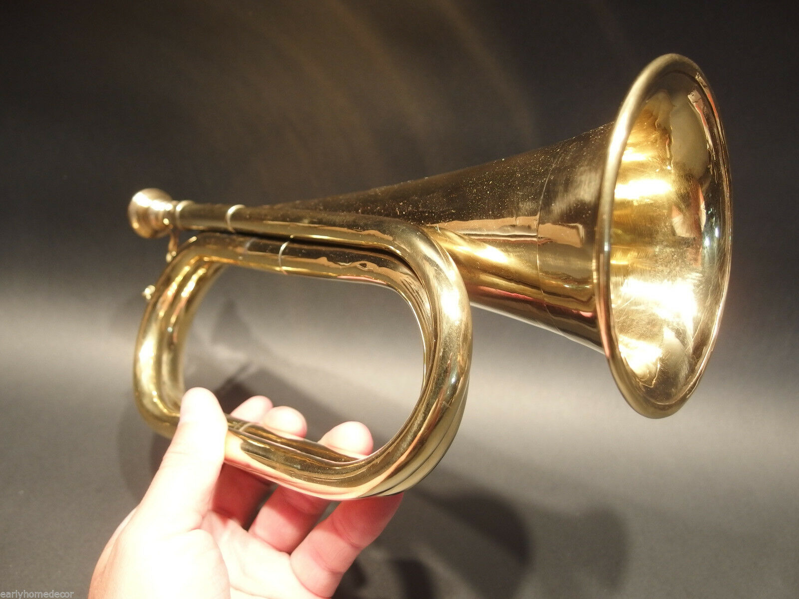 Antique Style US Military Civil War Brass Bugle Horn - Early Home Decor