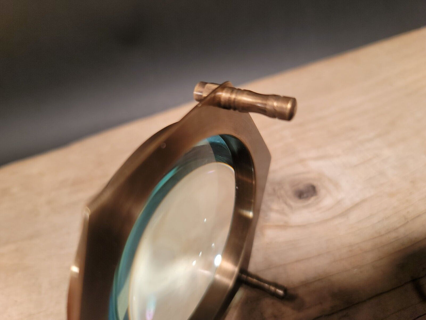 4" Vintage Antique Style Solid Brass Heavy Glass Magnifying Desk Lens Magnifier