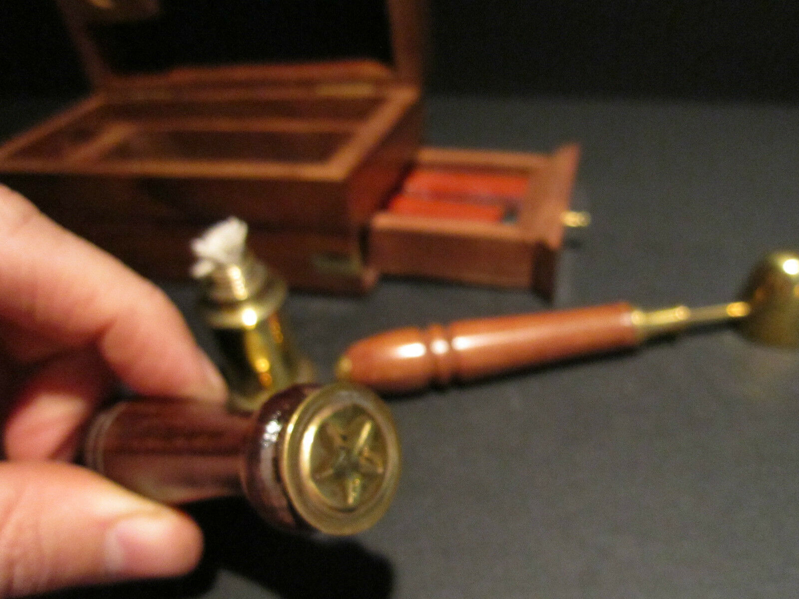 Wax Seal Kit w Burner Spoon & Star Letter Seal Stamp Antique Vintage Style - Early Home Decor