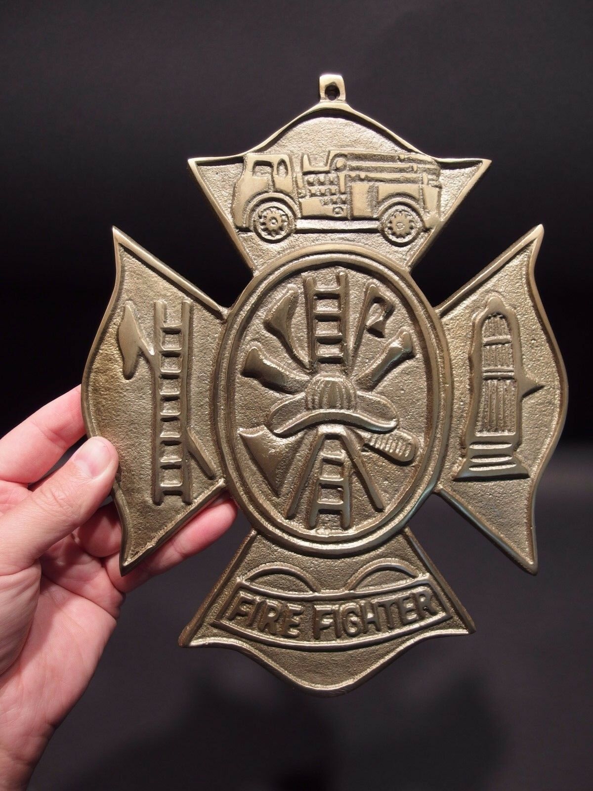 Antique Vintage Style Brass Fire Fighter Plaque Fire Mark Sign - Early Home Decor