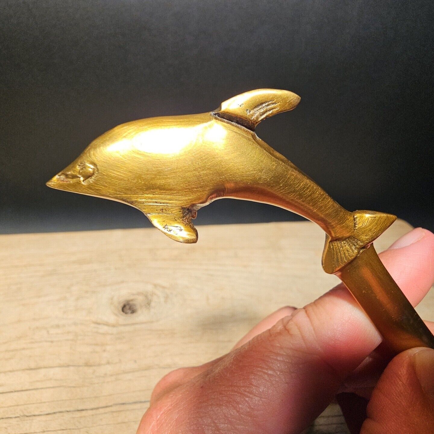 Vintage Antique Style Brass Dolphin letter opener Desk Collectible