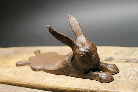 Antique Vintage Style Cast Iron Door Stop Rabbit Hare Wedge Rust/Black - Early Home Decor