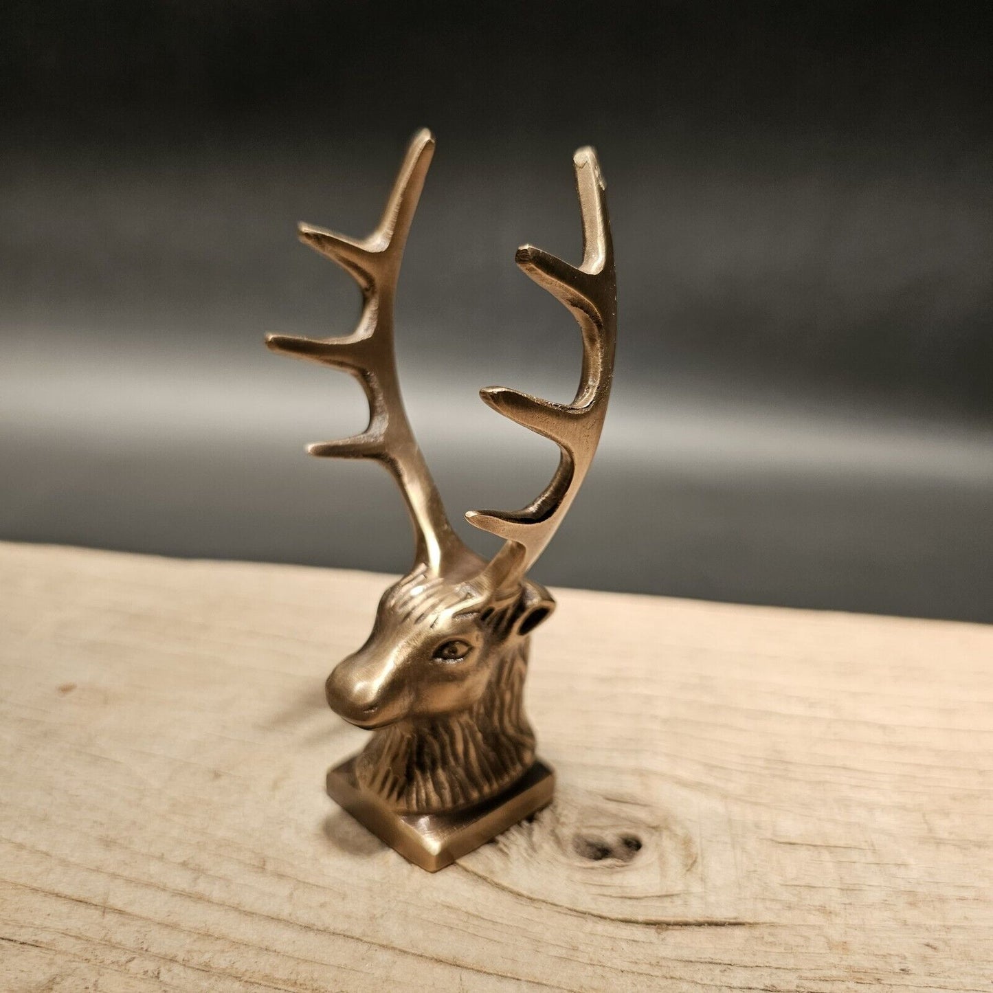 Antique Style Brass Elk Deer Stag Pen Holder Desk Stand