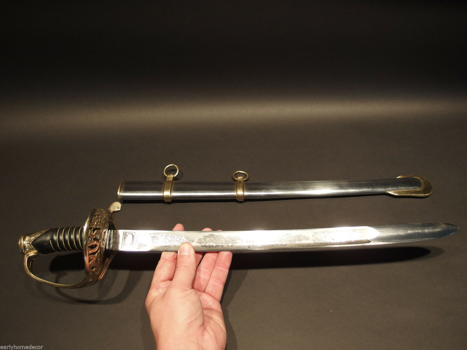 28" SMALL Antique Style 1860 Union Staff Officer Carbon Steel Sword US - Early Home Decor