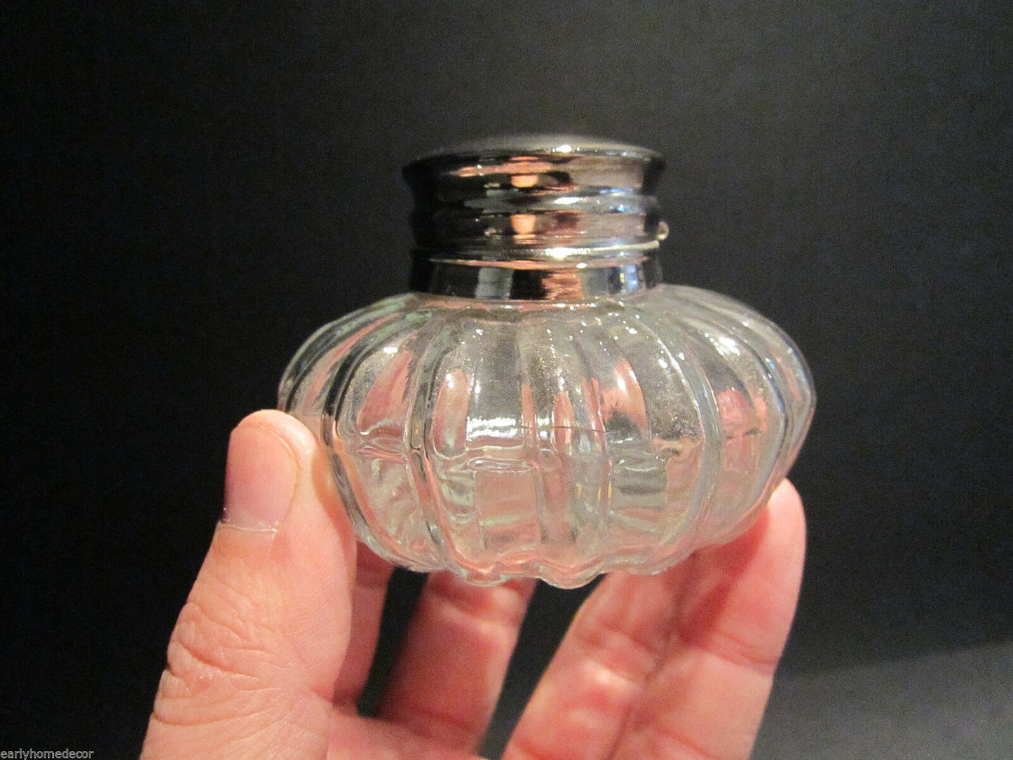 Vintage Antique Style Round Clear Glass Thick Glass Inkwell Ink pot Bottle - Early Home Decor