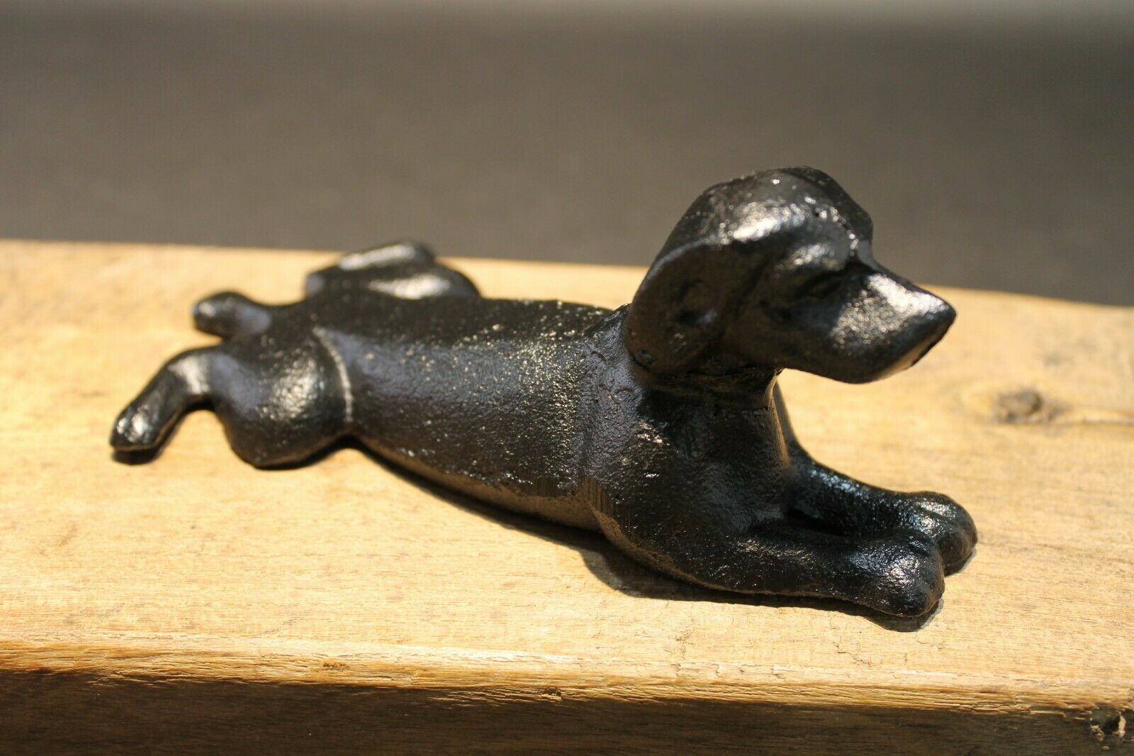 Antique Vintage Style Cast Iron Door Stop Dog Wedge Black - Early Home Decor