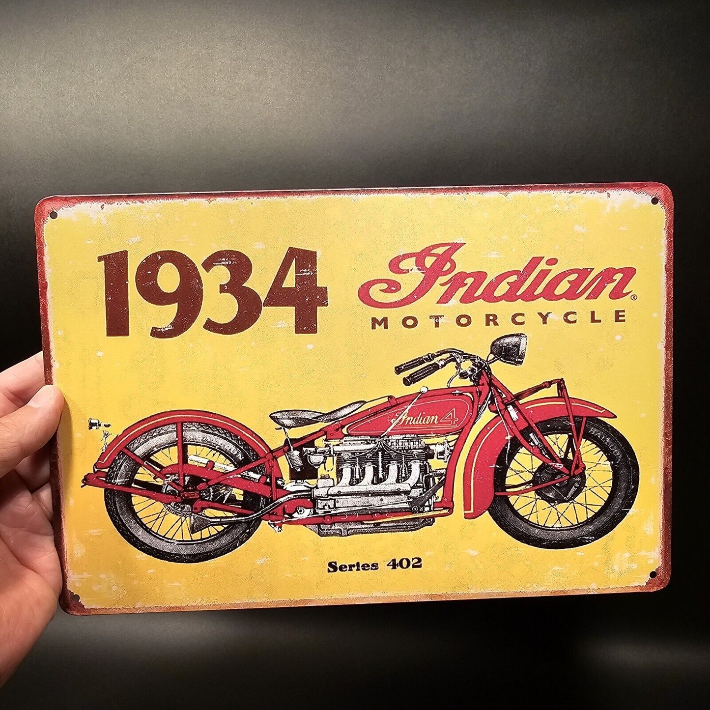 11 3/4" Metal Vintage Style Indian Motorcycle Sign
