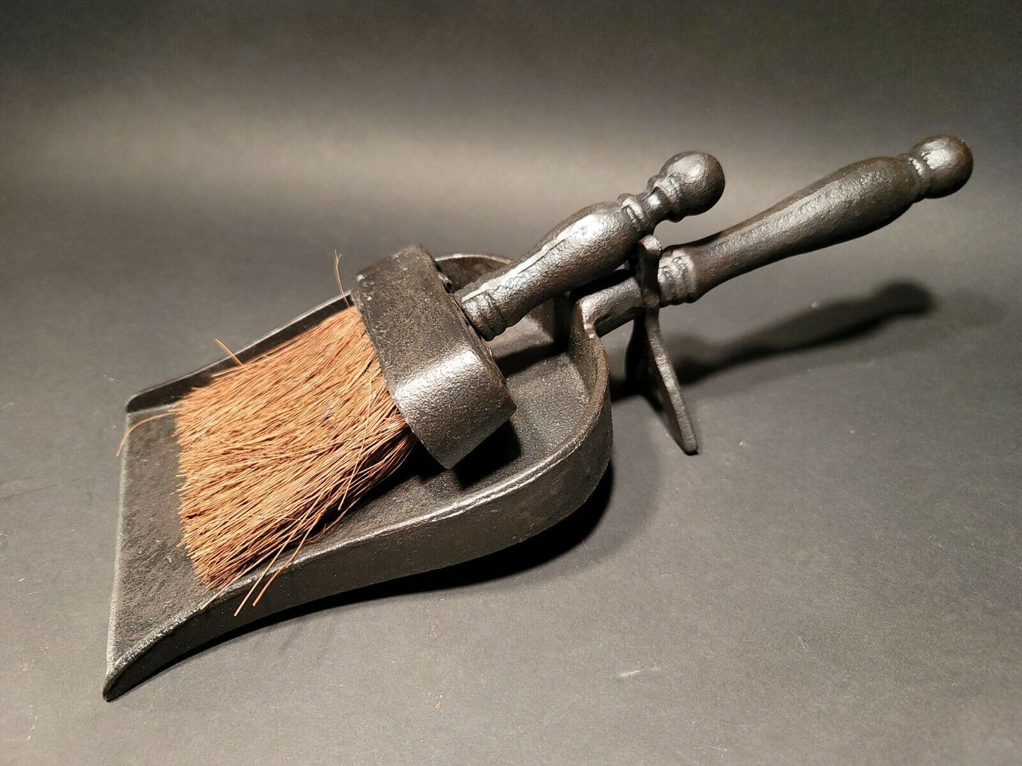 Cast Iron Fireplace Tools Dust Pan & Broom