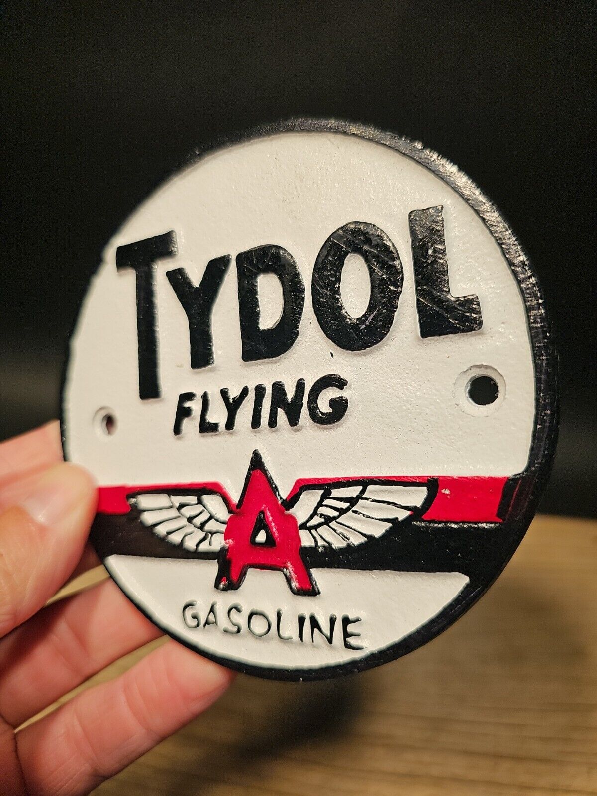 Antique Vintage Style Cast Iron Tydol Flying A Gas Oil Sign Plaque