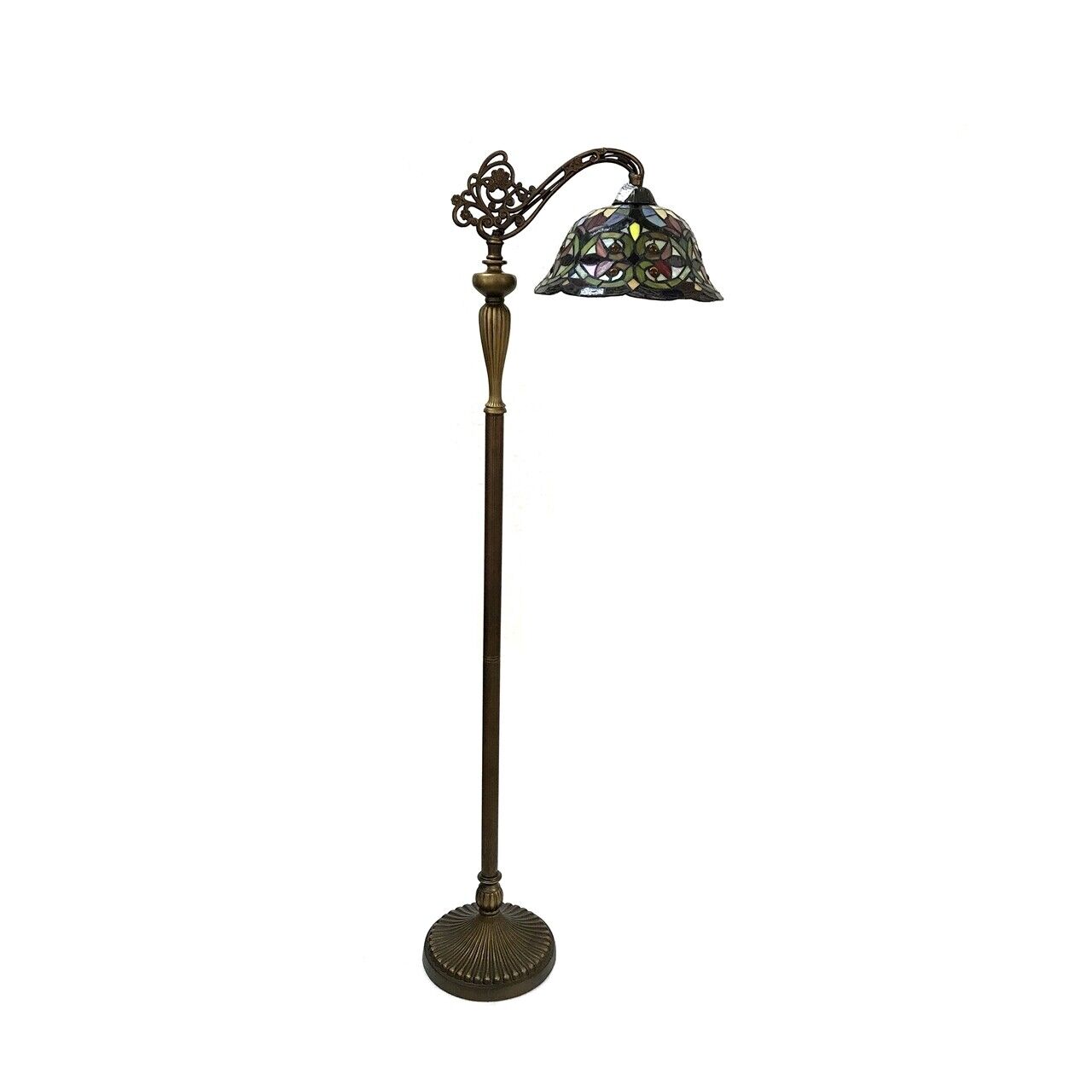 59" Antique Style Stained Glass Reading Floor Lamp