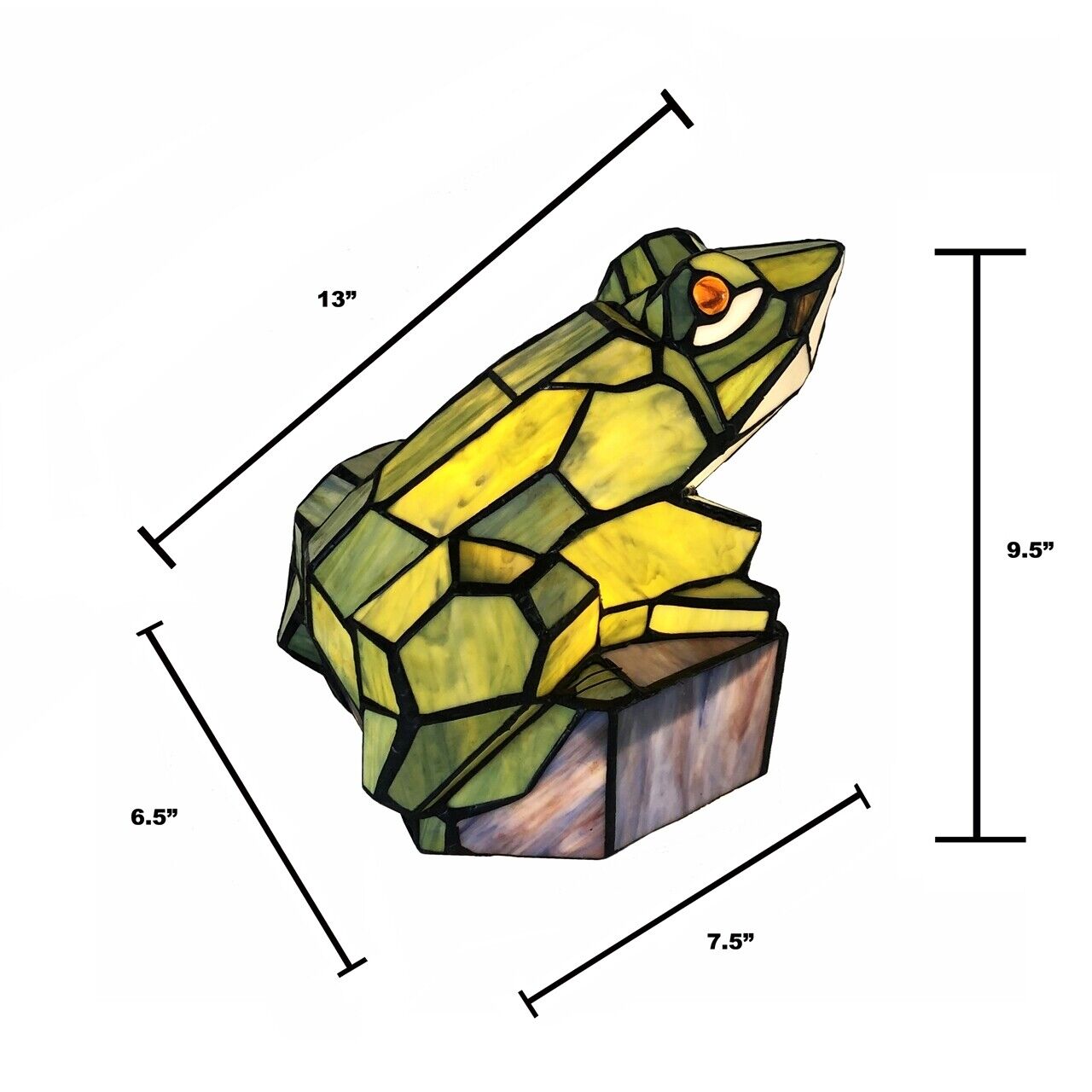 13" Green Stained Glass Frog Accent light Lamp