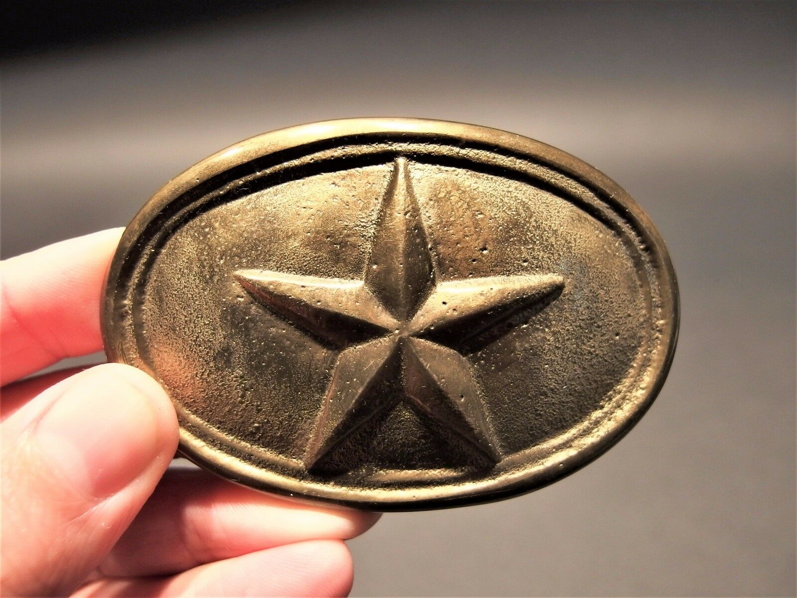 Antique Style Civil War Belt Buckle Plate Texas Star SOLID Brass - Early Home Decor