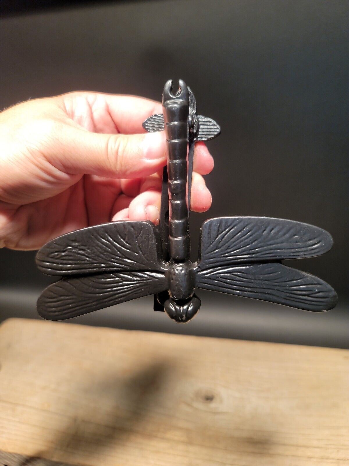 Antique Vintage Style Black Cast Iron Dragonfly Door Knocker