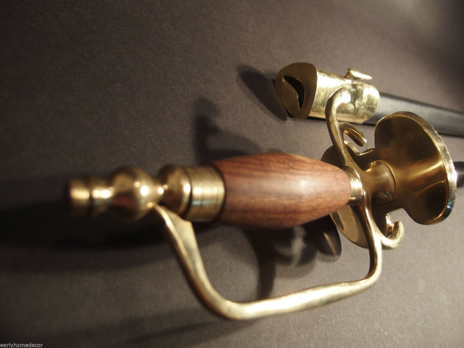 Antique Style French Hanger Cutlass Sword Brass Wood French Indian War Rev War - Early Home Decor