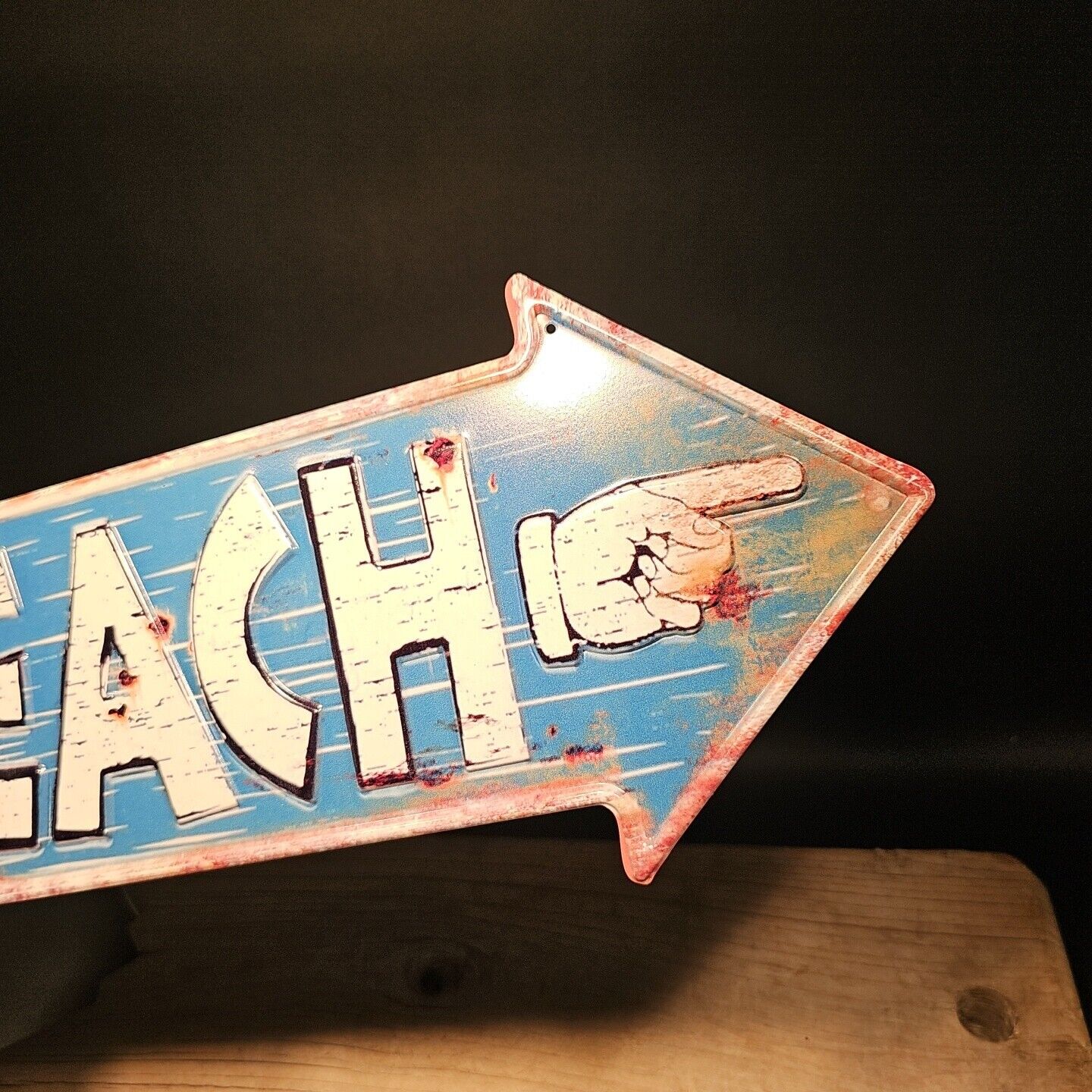 Metal Vintage Style Beach Arrow Coastal Decor Sign