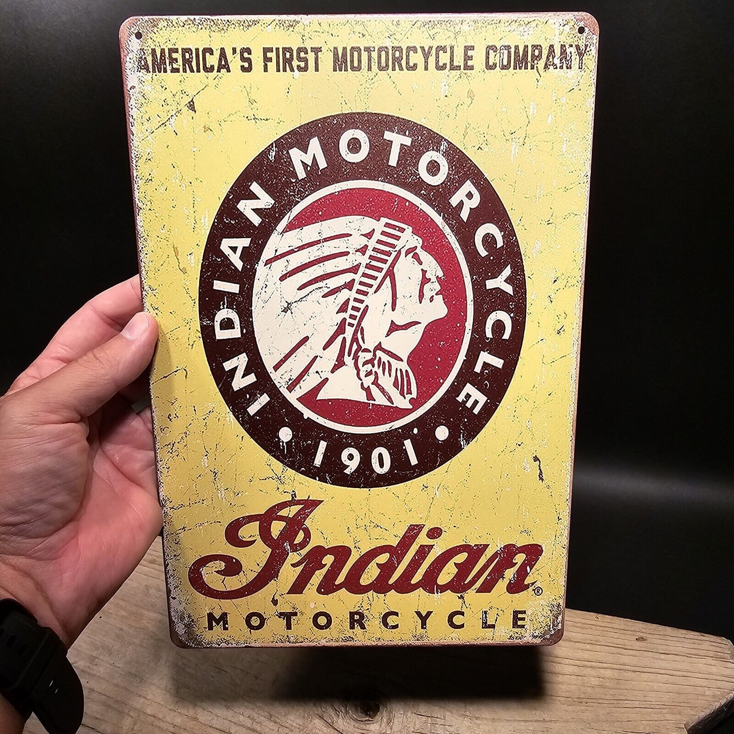 11 3/4" Metal Vintage Style Indian Motorcycle Sign