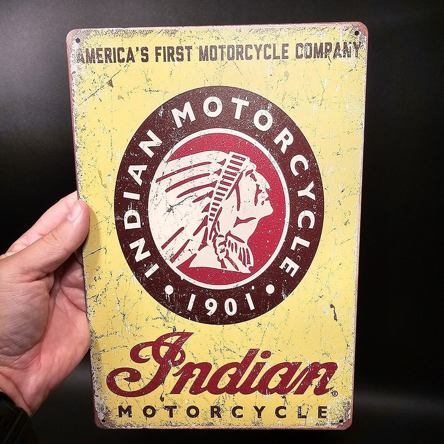 11 3/4" Metal Vintage Style Indian Motorcycle Sign