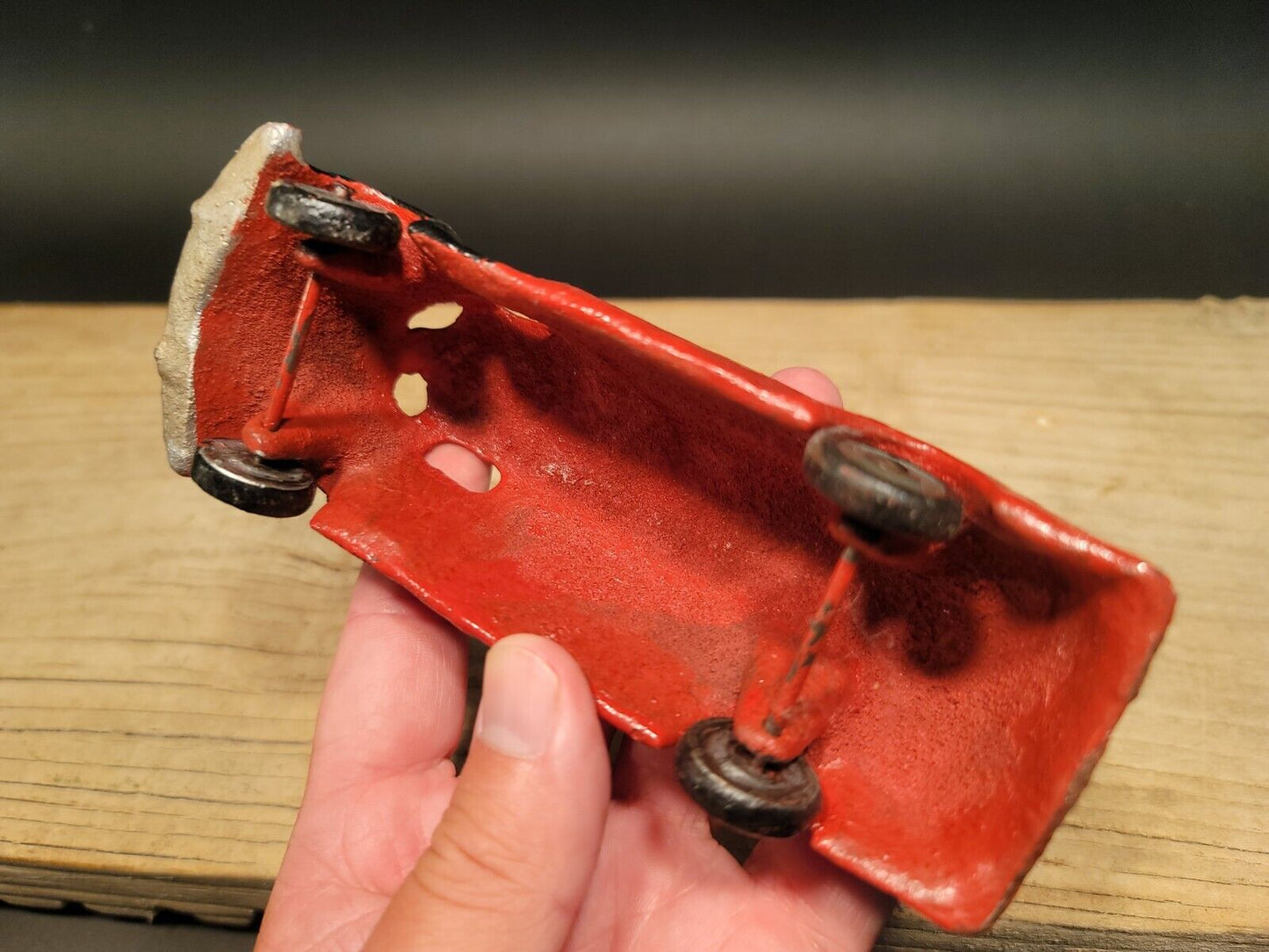Antique Vintage Style Red Cast Iron Toy Phillips 66 Car Delivery Van